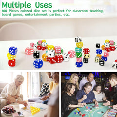 Color options for dice includes ten colors white blue yellow orange ivory white light green green black pink red