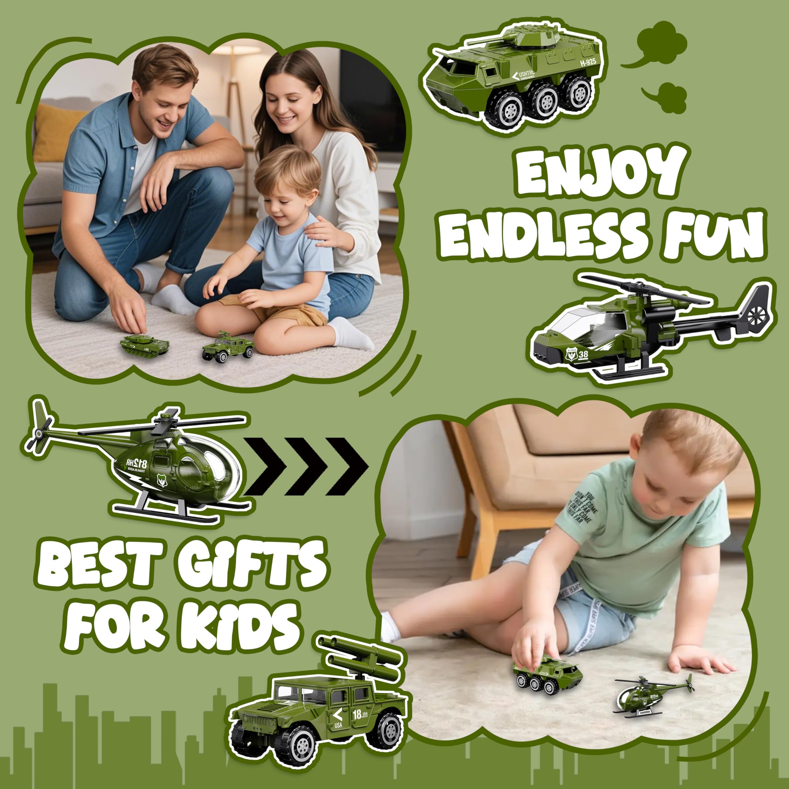 Durable non-toxic army vehicle toys for kids 3 plus