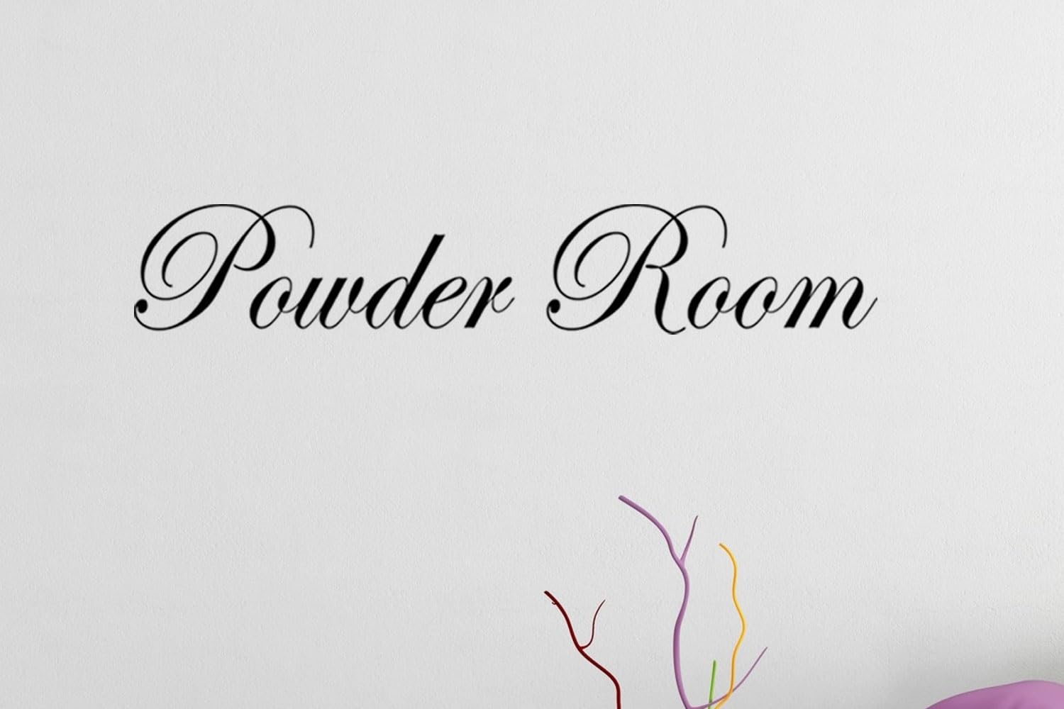 Die cut vinyl lettering powder room decor