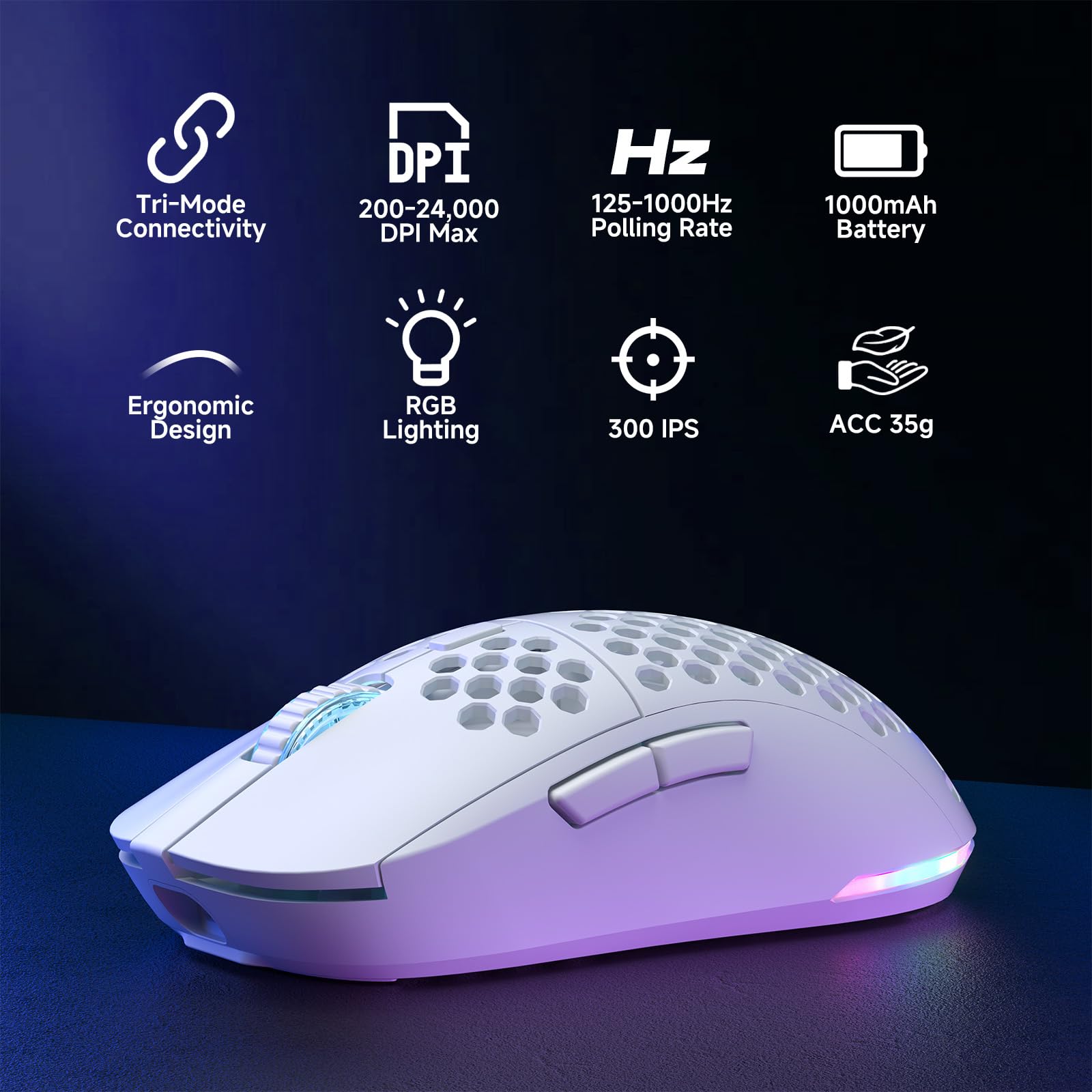 DIERYA M1 wireless gaming mouse 24000DPI close up