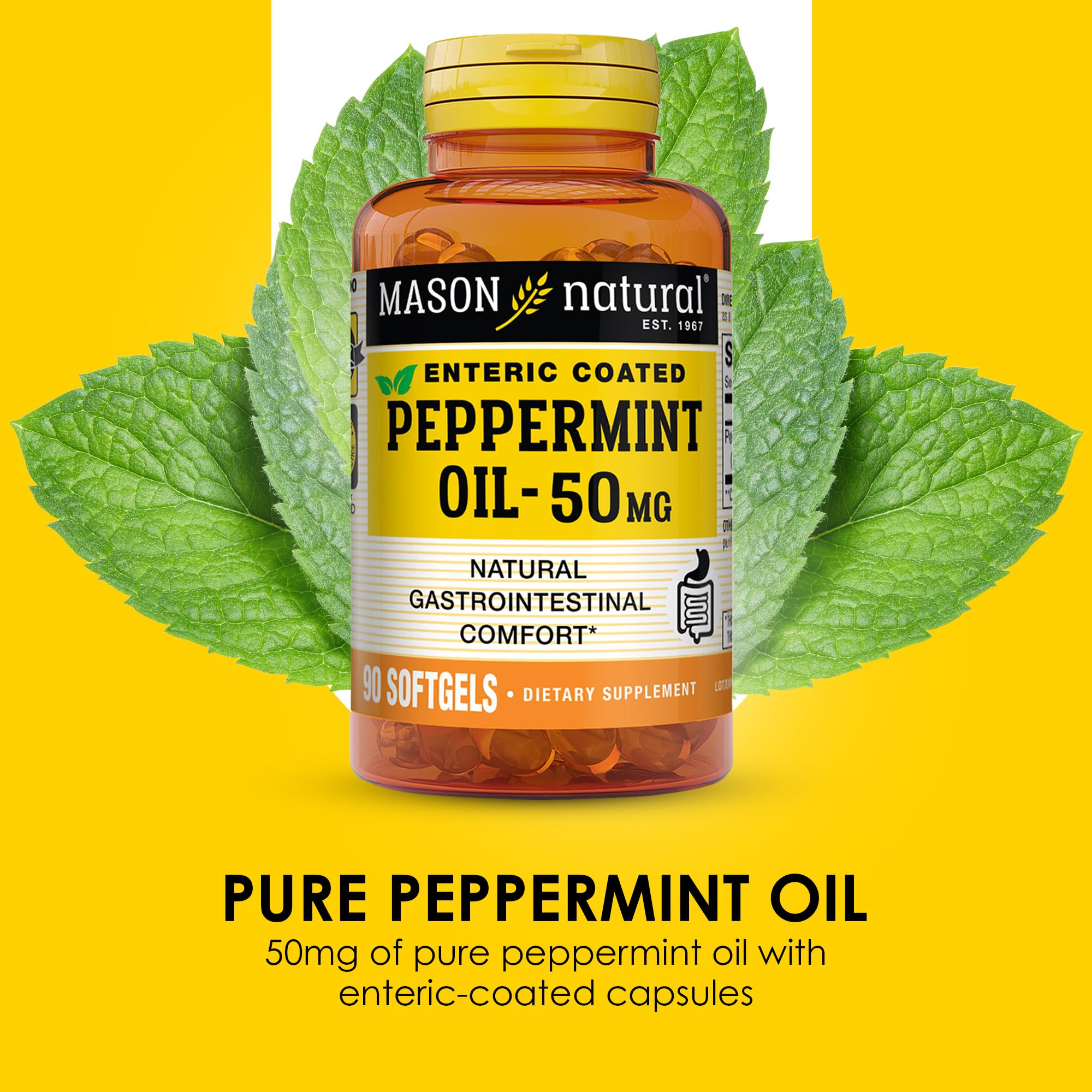Digestive support peppermint oil softgels Mason Natural 50 mg