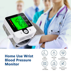 Automatic talking wrist blood pressure cuff with USB charging