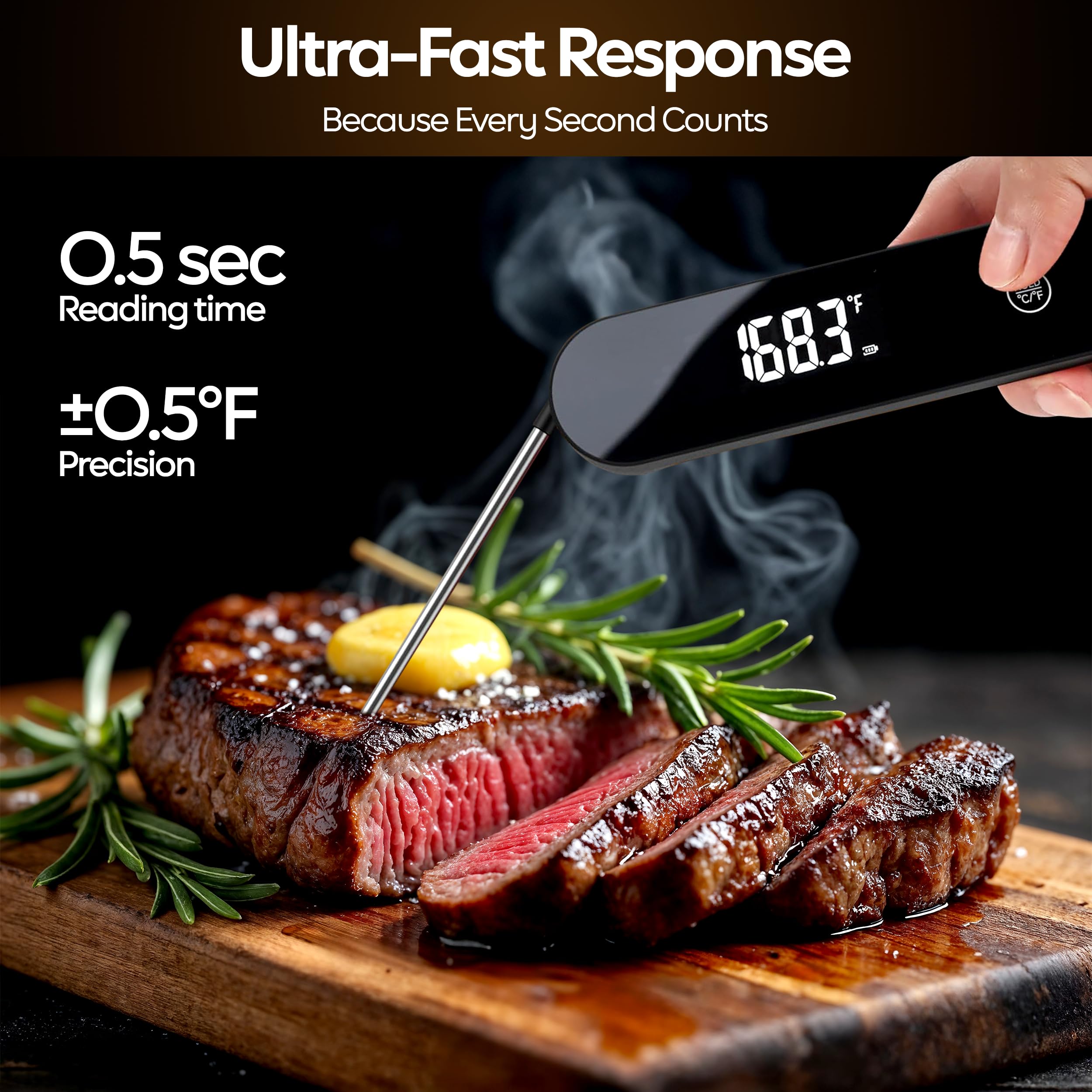 Digital kitchen thermometer ideal for cooking and grilling