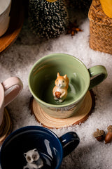 DIHOclub Squirrel Ceramic Cup hidden 3D mug interior reveal