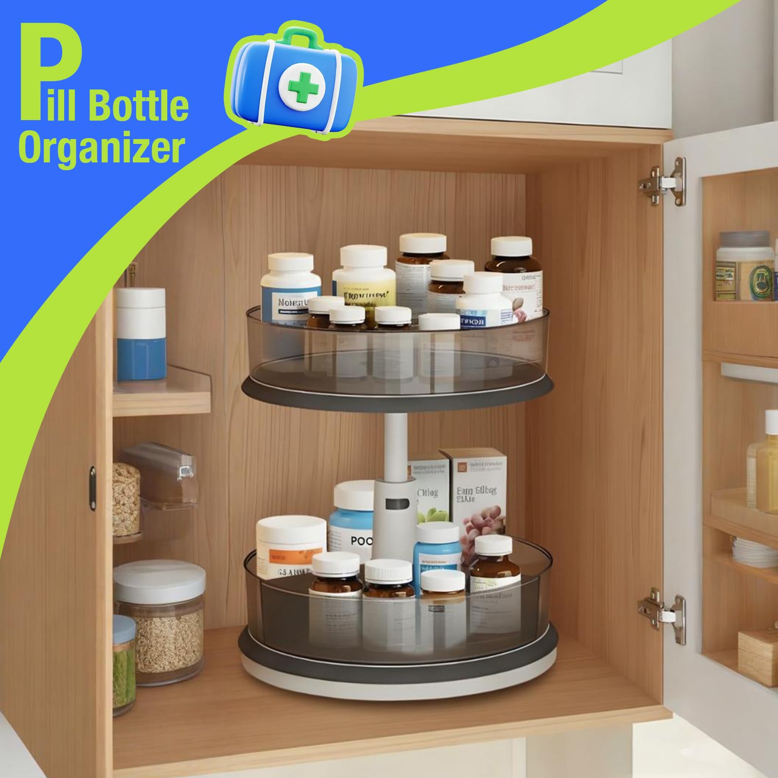 Grey DIHUMK organizer used in medicine cabinet