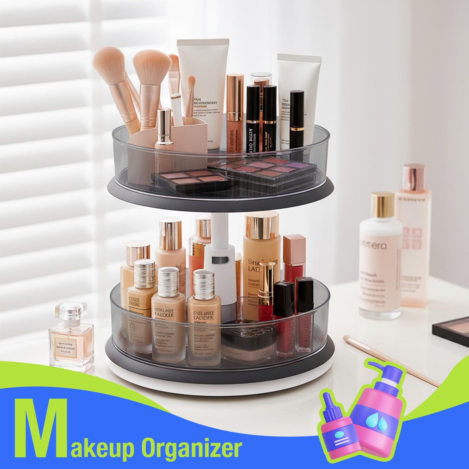 Quick tool-free assembly of the two-tier organizer