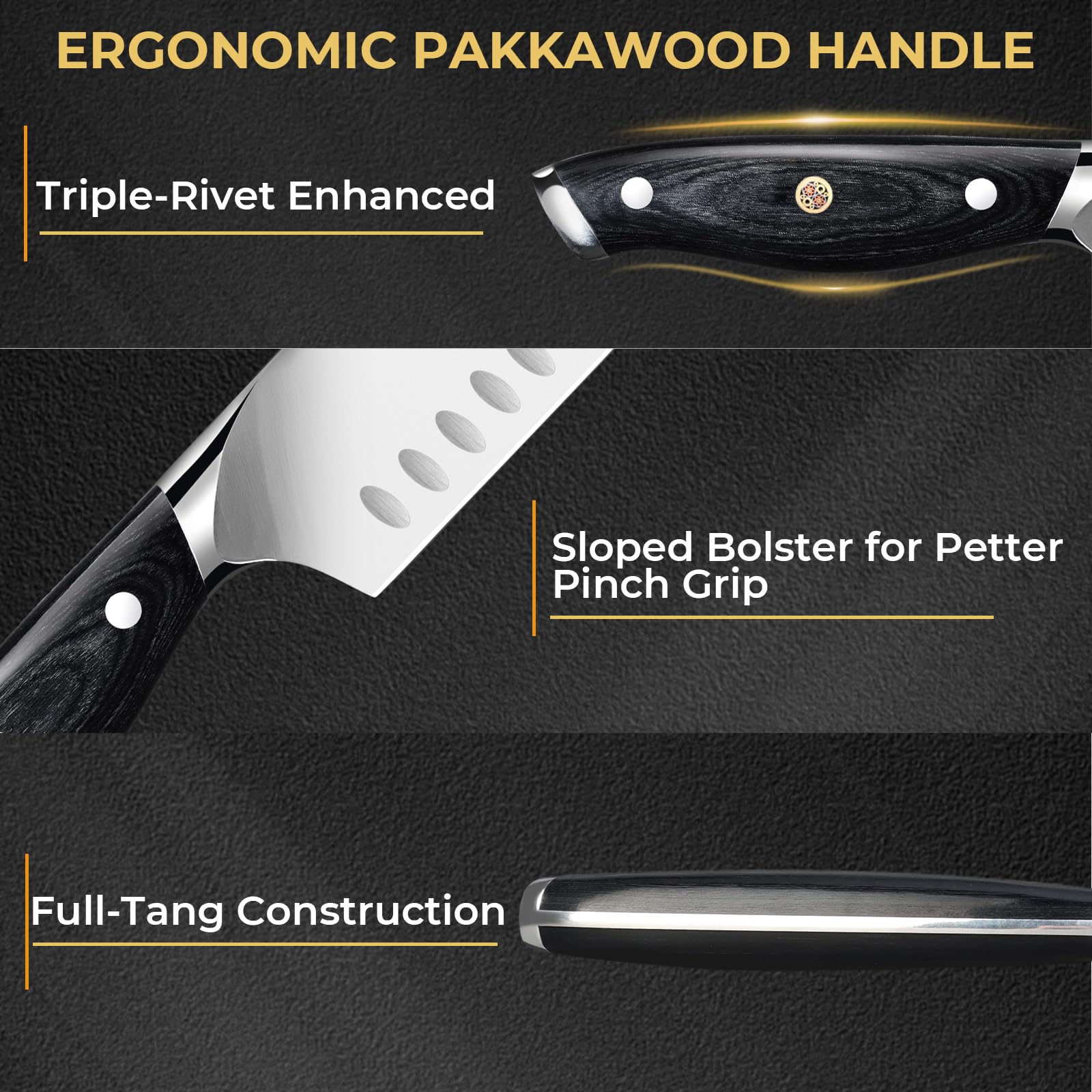 DiiHAUZZ Granton hollow edge high carbon steel blade