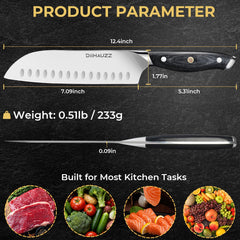 DiiHAUZZ 7 inch Santoku with Granton hollow edge