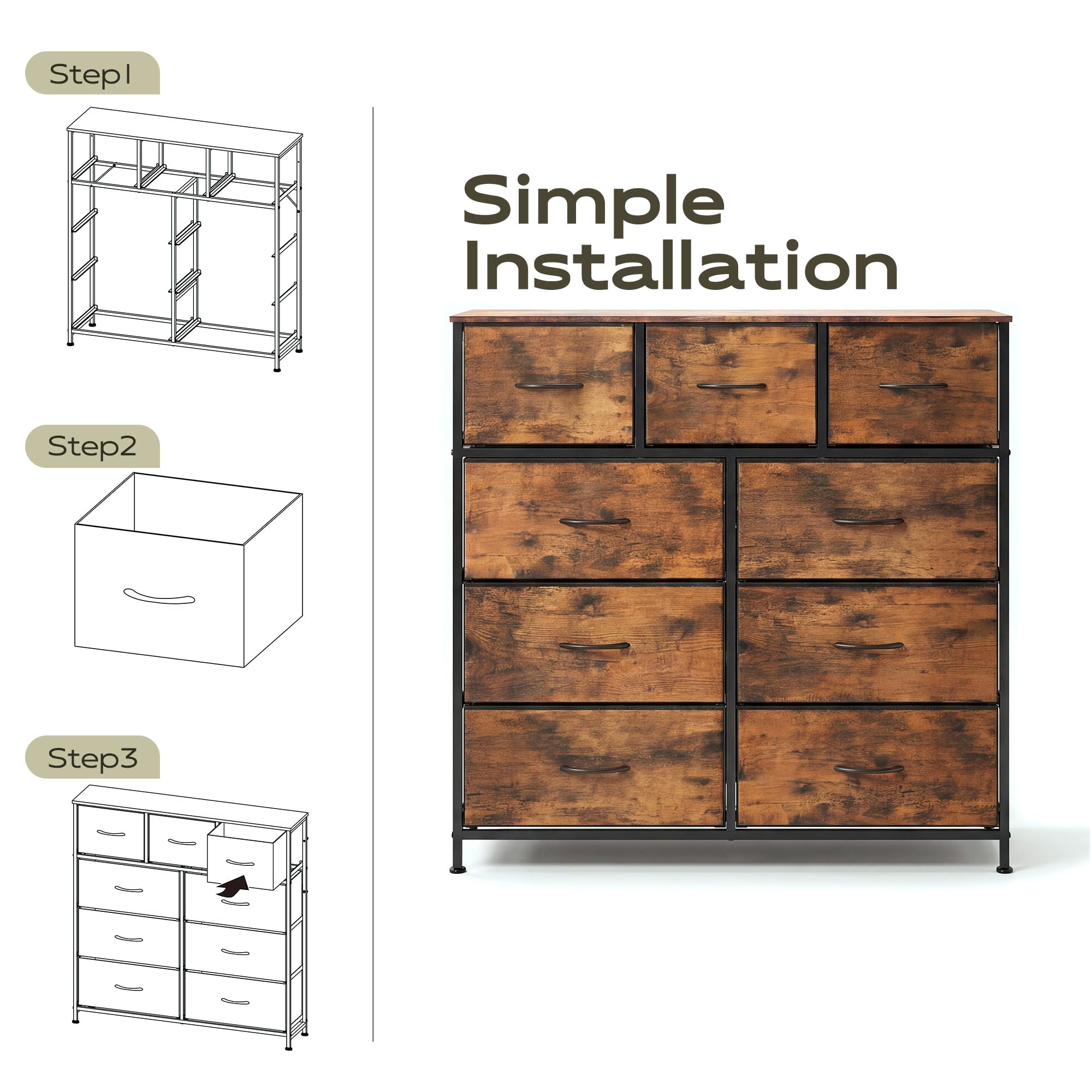 Hardware and instructions included for WLIVE dresser assembly