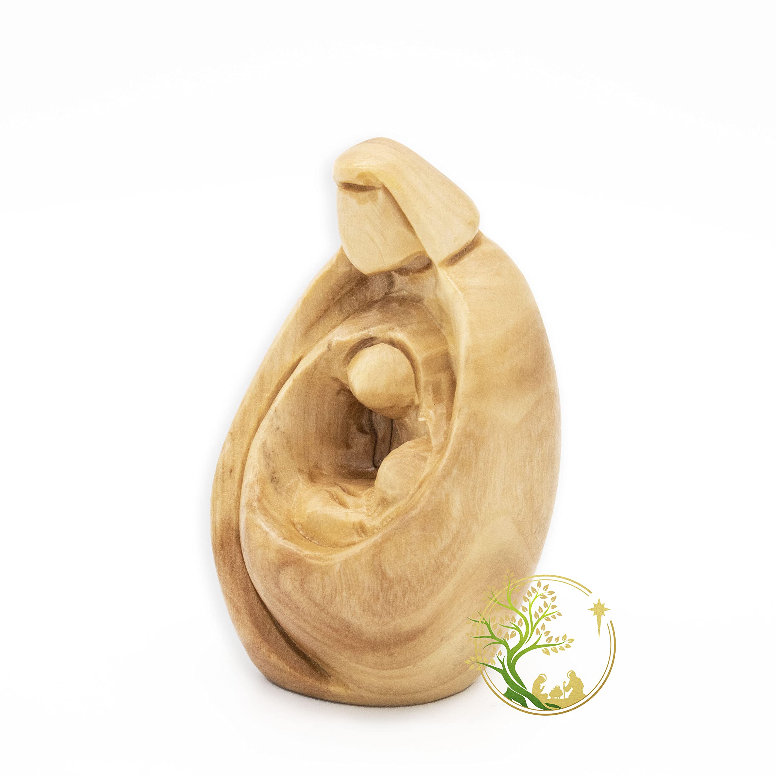 Olive wood Holy Family statue from Bethlehem small sculpture