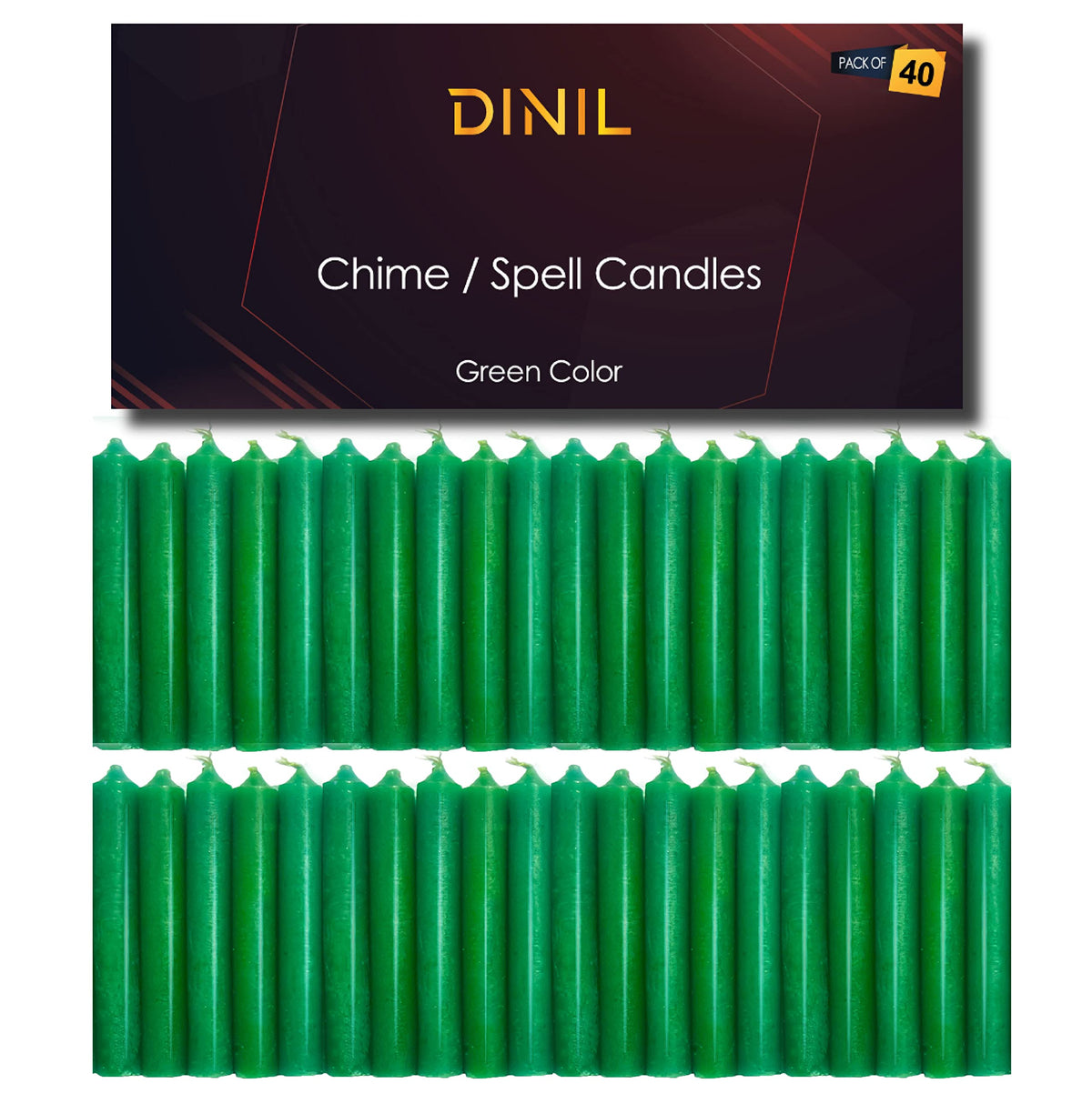 Dinil Green Spell Candles 4in 40-count set