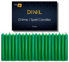Dinil set of 20 green spell and chime candles for rituals