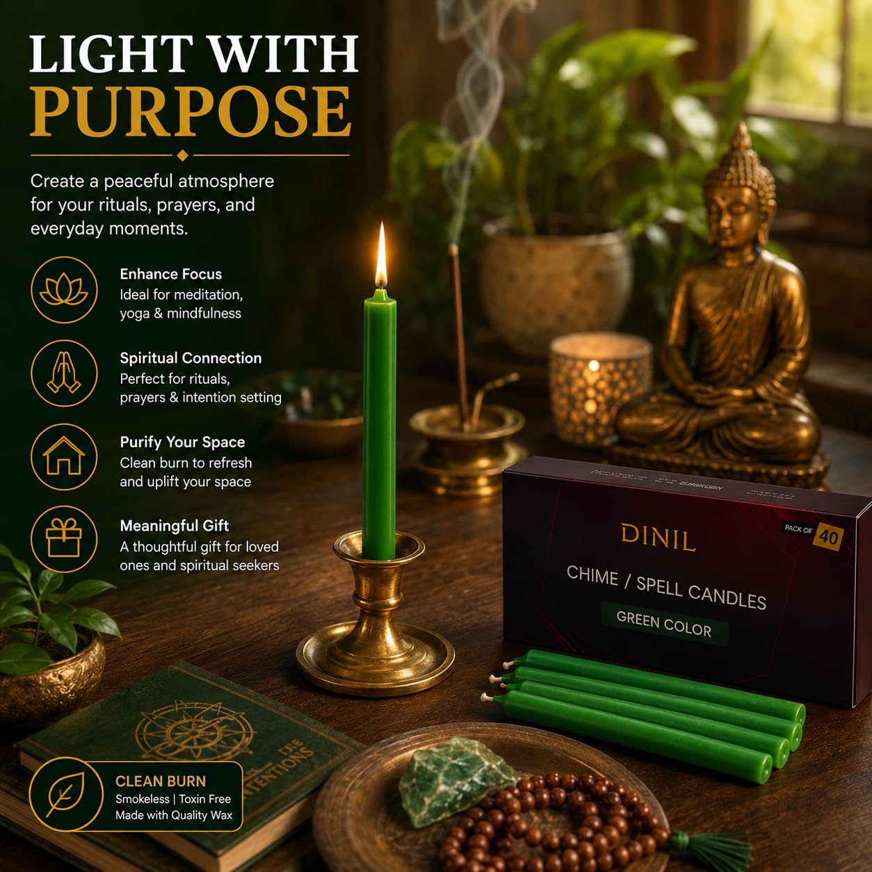 40 candles green unscented chime candles by Dinil