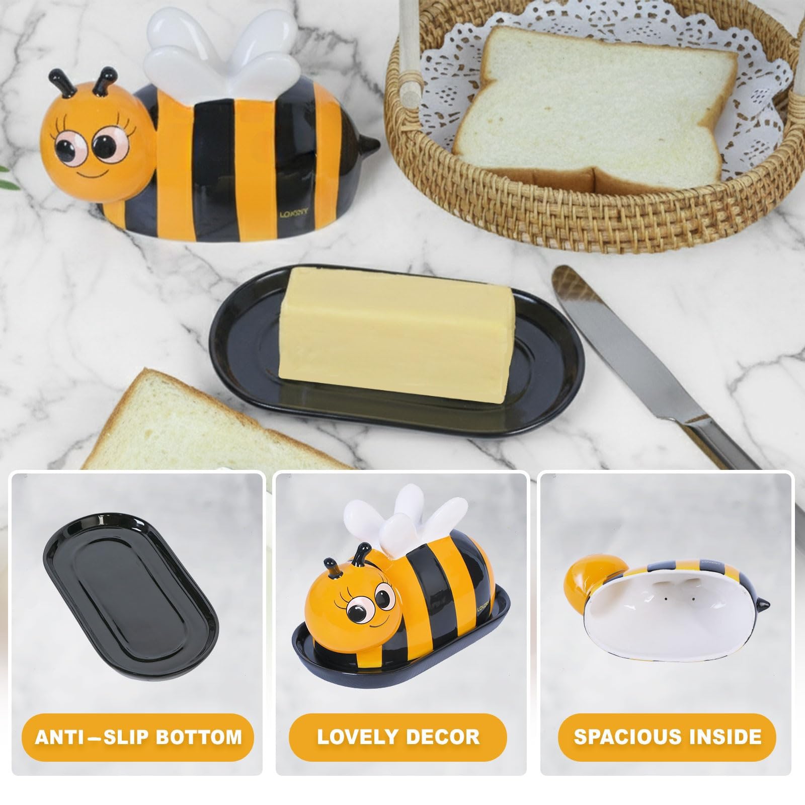 Bee themed butter dish for dining room decor