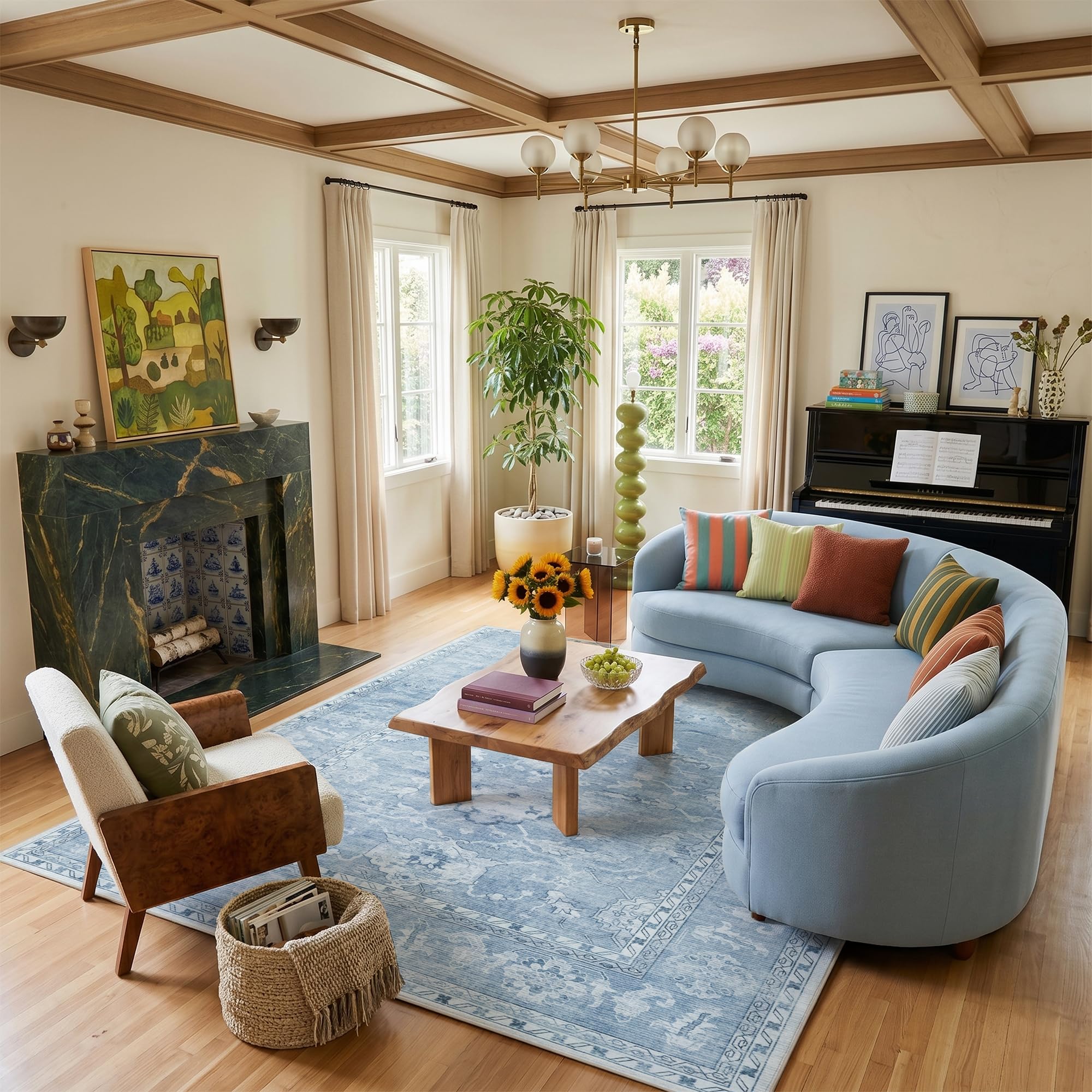 Dining room and home office blue rug 5x7 image