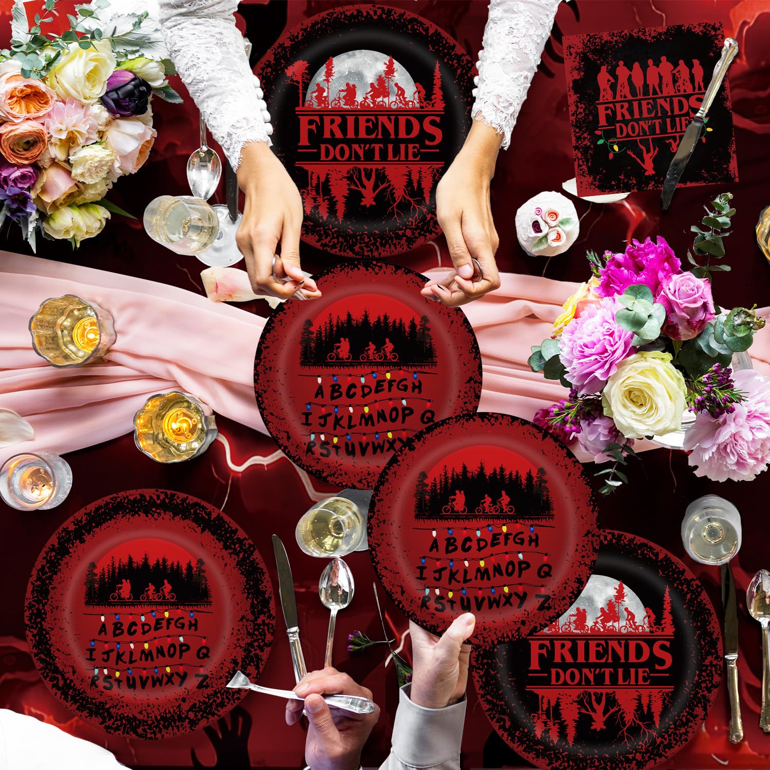 20 pieces 9-inch dinner plates for Stranger birthday party