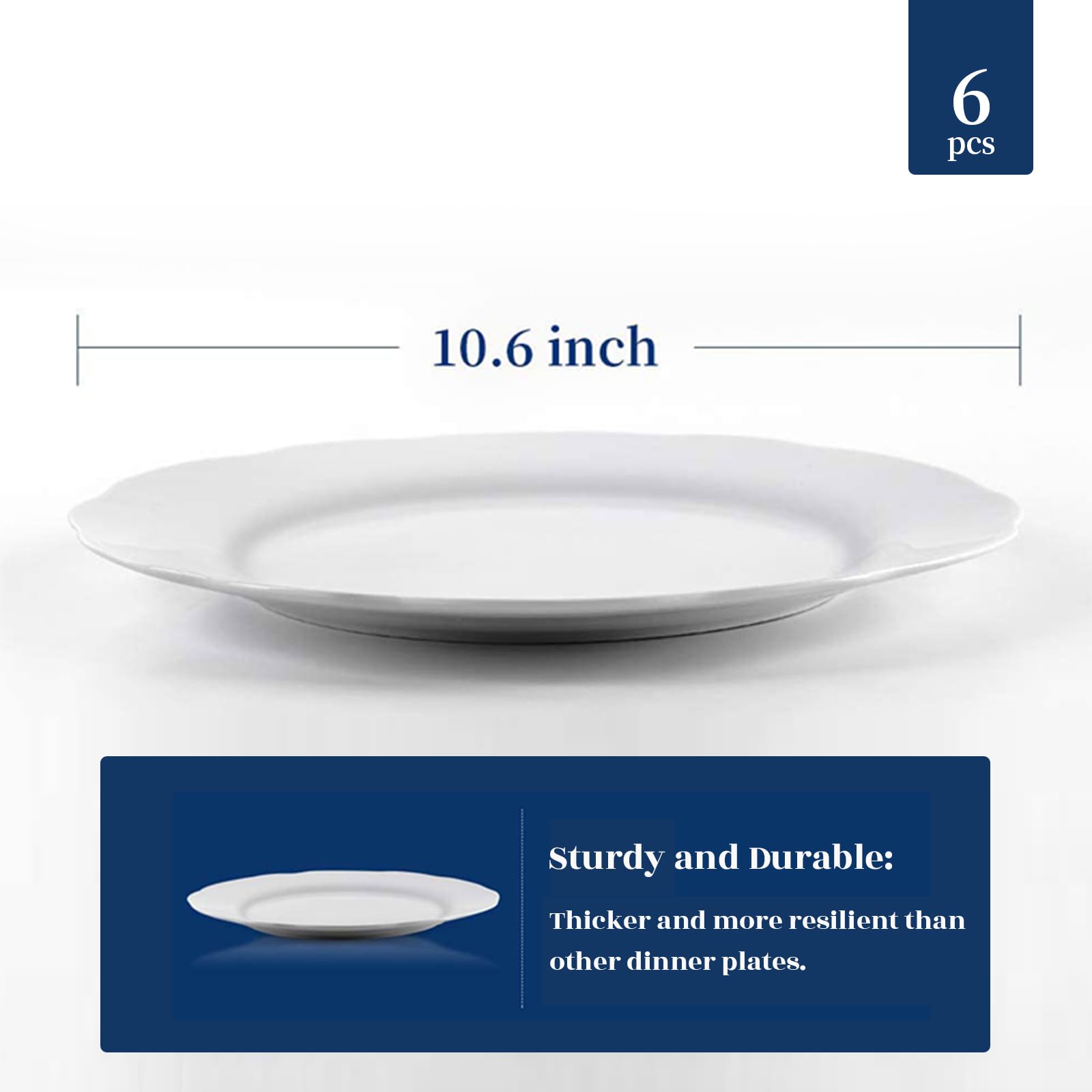 Microwave and dishwasher safe porcelain plates 6-piece set