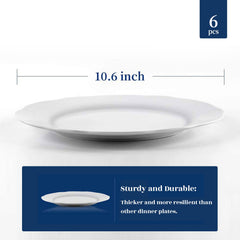 Microwave and dishwasher safe porcelain plates 6-piece set