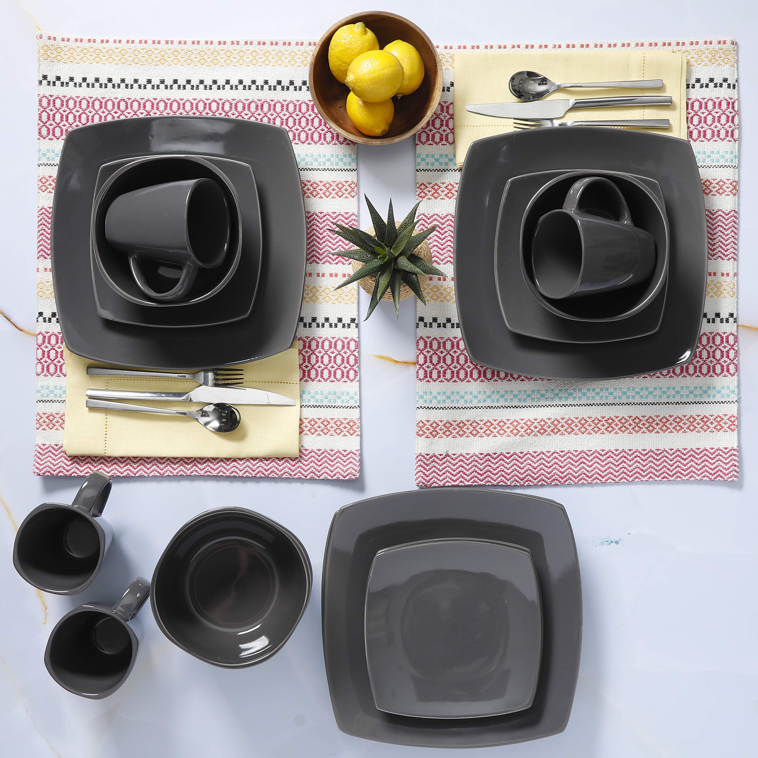 Service for four Gibson Soho Lounge dinnerware set grey