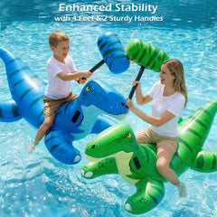 Dino pool floats with four feet and two handles for stability