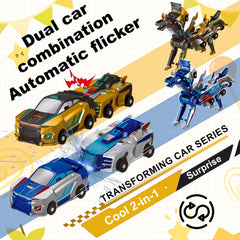 Dino transformation toy in gold blue color scheme