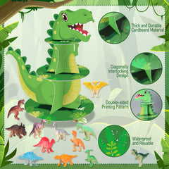 24 dinosaur toppers for cupcakes included with stand