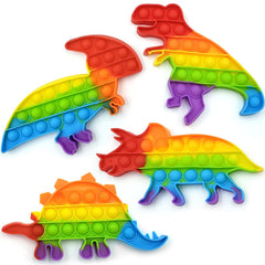 Dinosaur pop fidget toys set four shapes front view