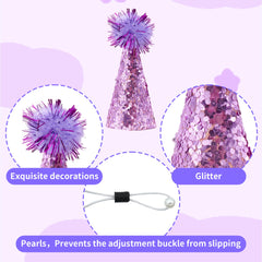 Hats sized 0.9x1.9 inches with elastic string and buckle