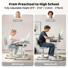 Height adjustable Diroan desk and chair for age 7+