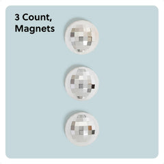 Disco Ball Locker Magnets set of 3 on a whiteboard