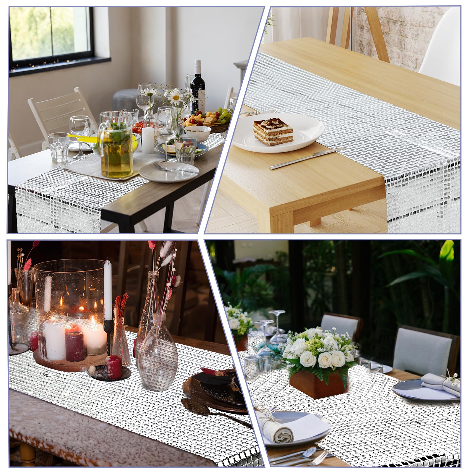 Disco table runners 30x180 cm silver