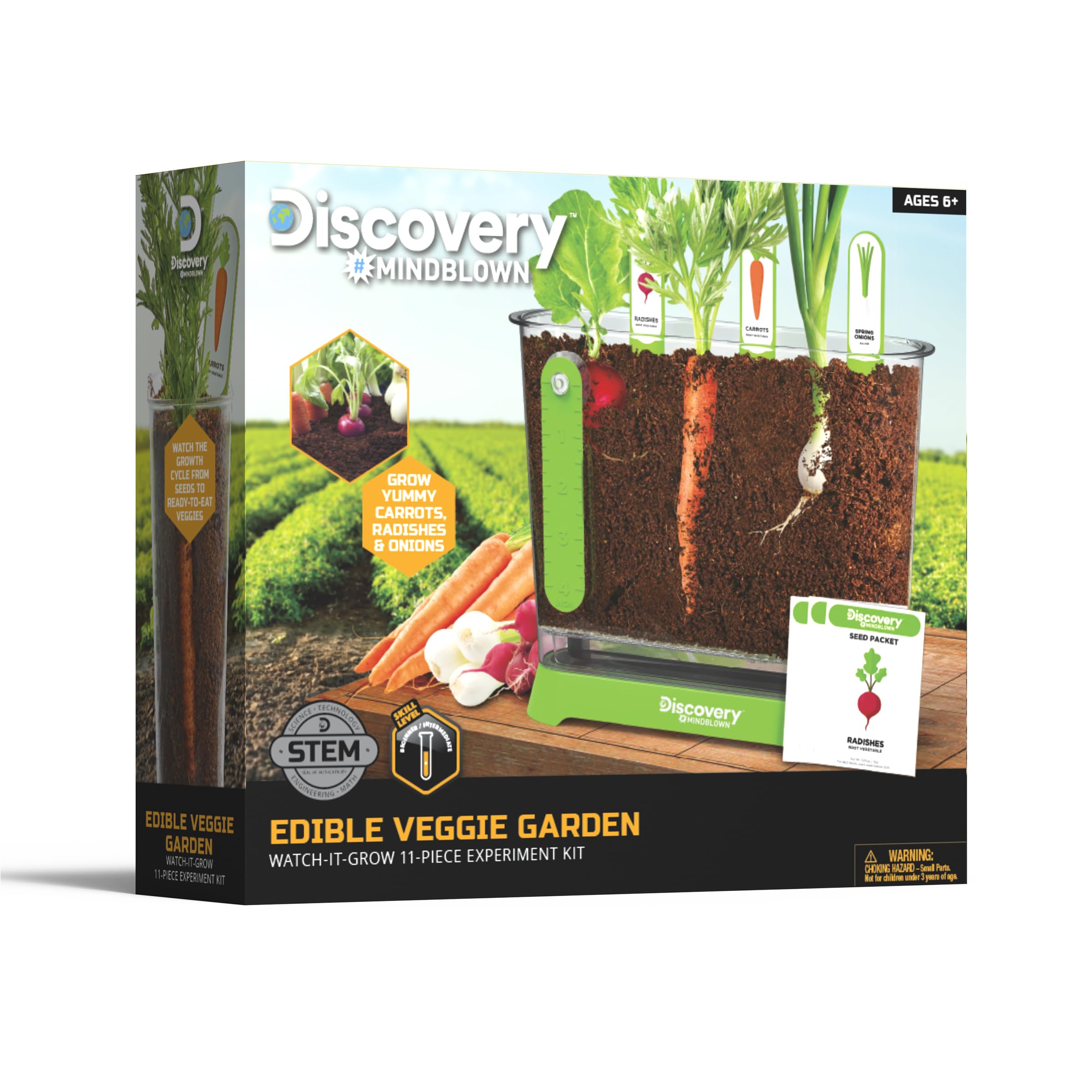 Kit contents include seeds flags ruler and potting mix