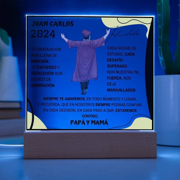 Diseño impreso en placa de graduación personalizada