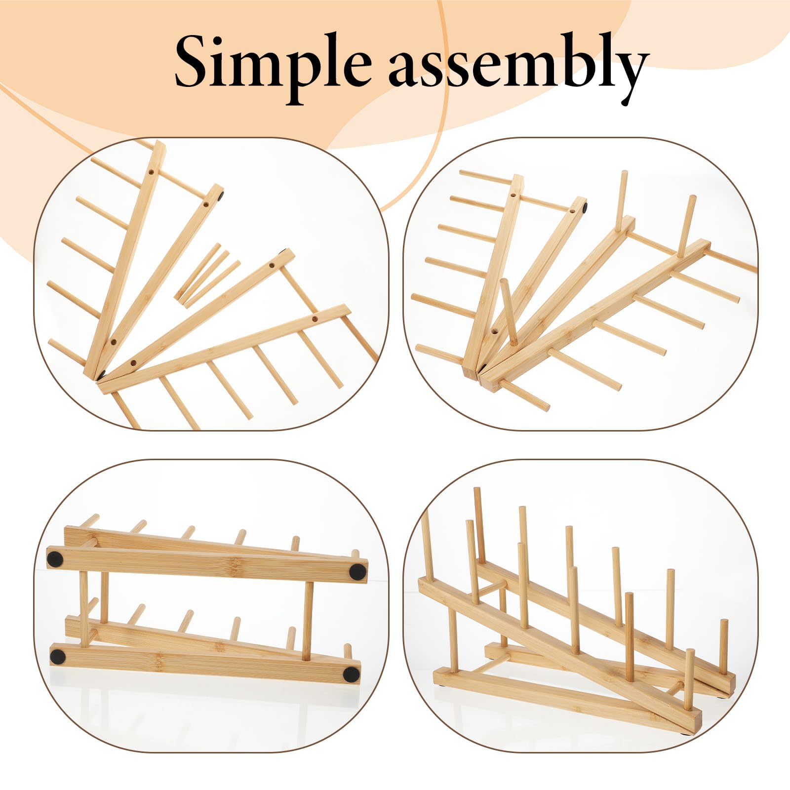 Non-slip mats on bottom provide stability for the bamboo rack