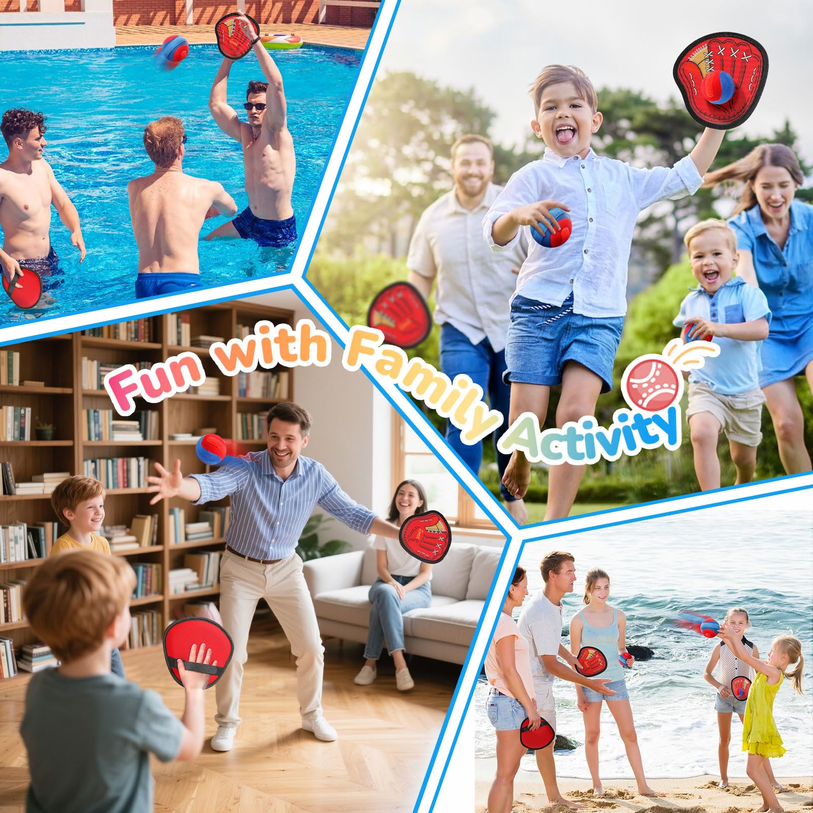 Outdoor use in yard pool beach and playground with DISHIO toss and catch game outdoor