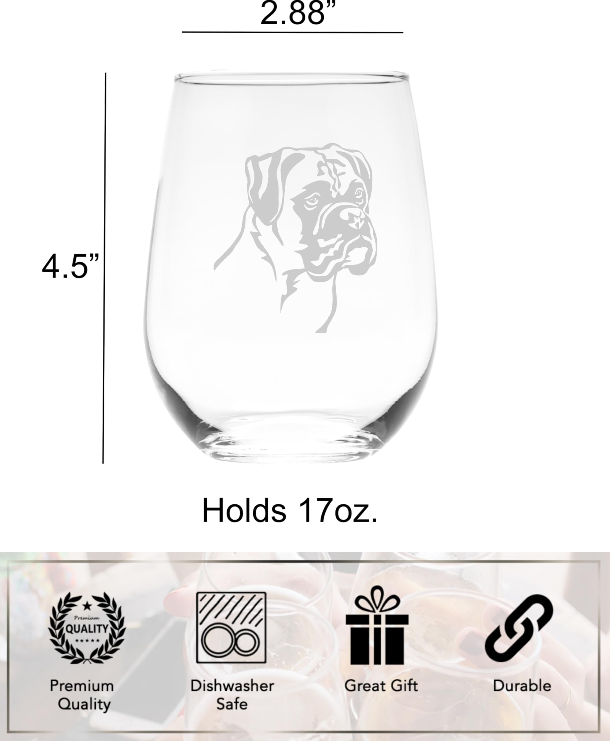 Dishwasher safe Boxer Dog glass for entertaining