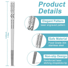 Dishwasher safe stainless steel chopsticks