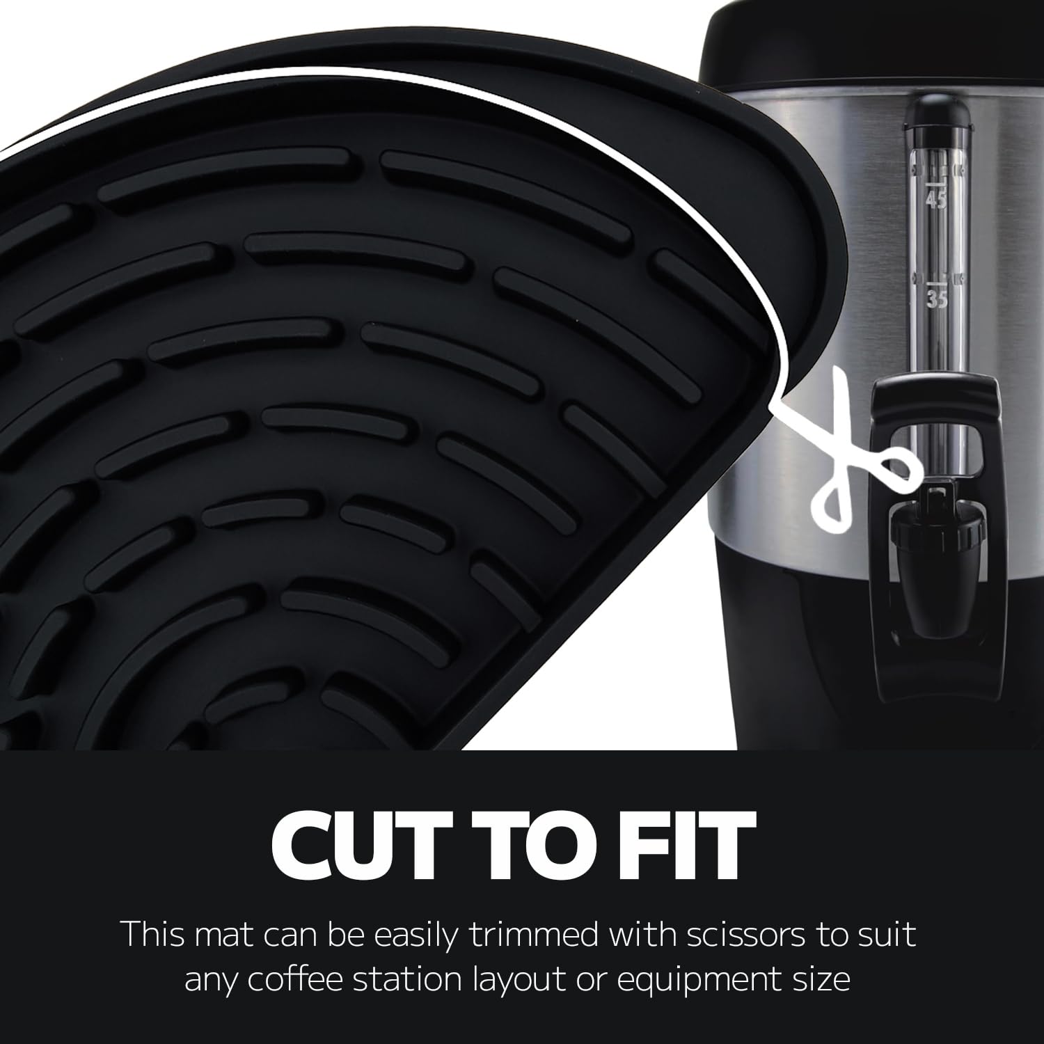 Cut-to-fit drip tray for coffee station