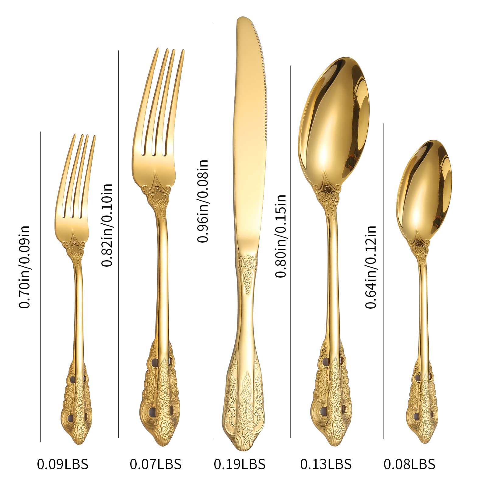 Dishwasher safe gold flatware set for easy cleaning