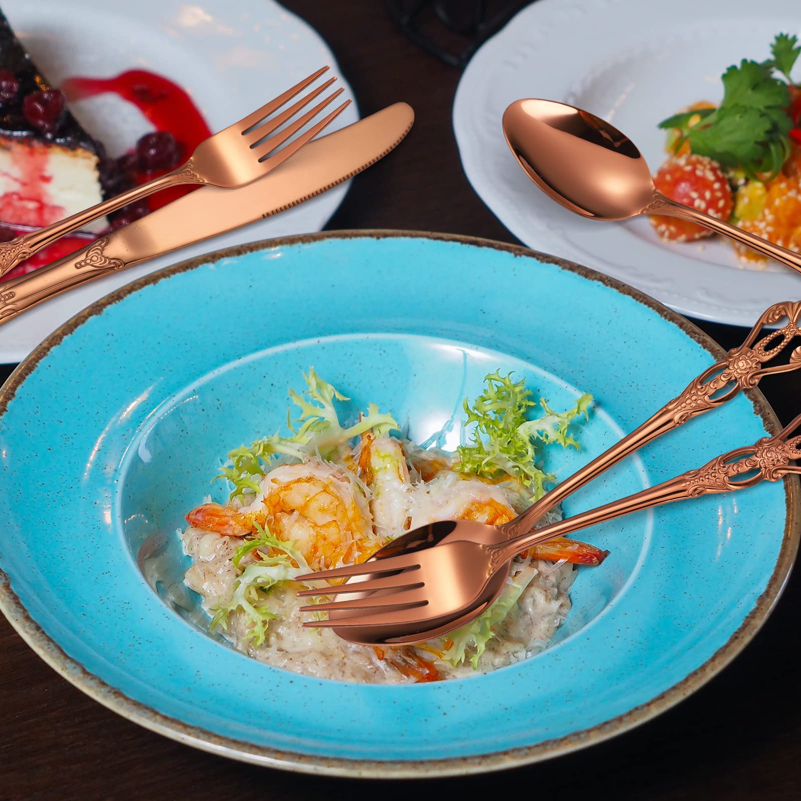 Gold copper-toned flatware for classic table
