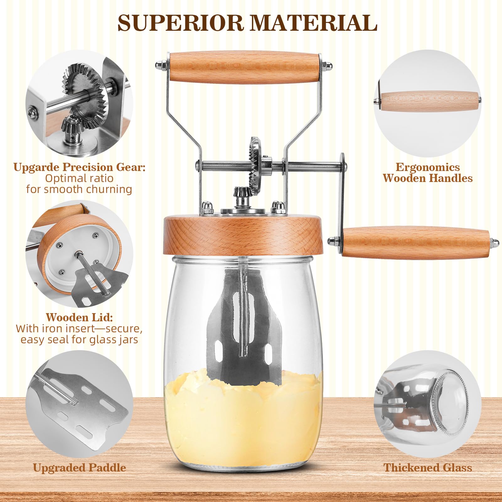 All-in-one churning kit for homemade butter and whipped cream