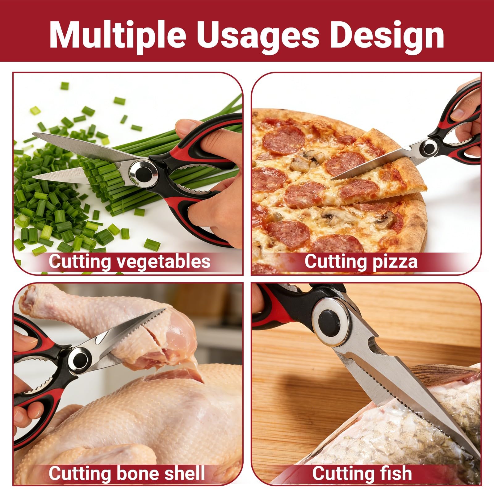 Versatile kitchen scissors set for poultry vegetables and more