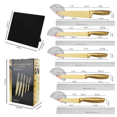 Dishwasher safe gold titanium-coated knife set for modern kitchen