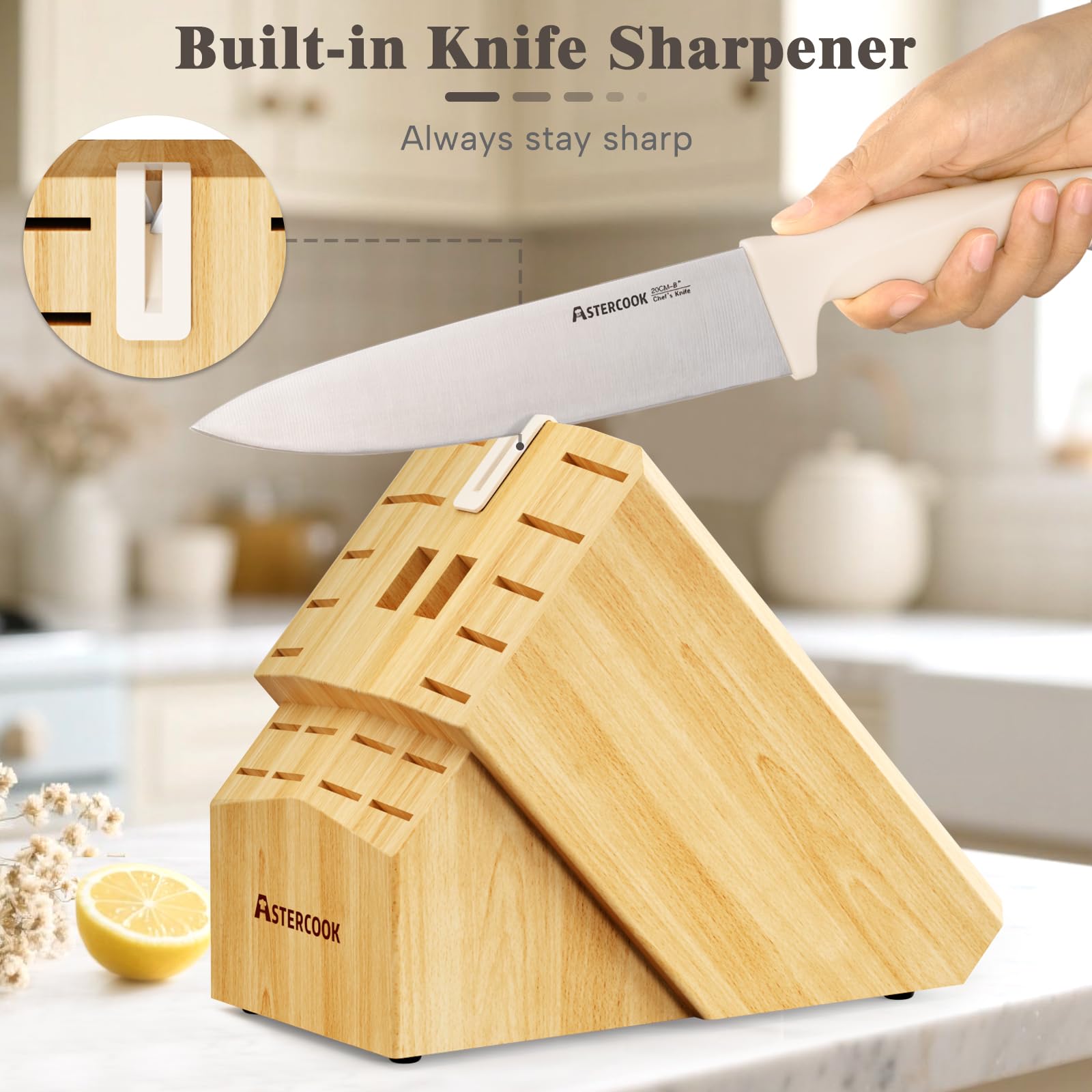 Eight steak knives included in Astercook 22-Piece set