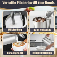 Dishwasher safe stainless steel pitcher with leather grip