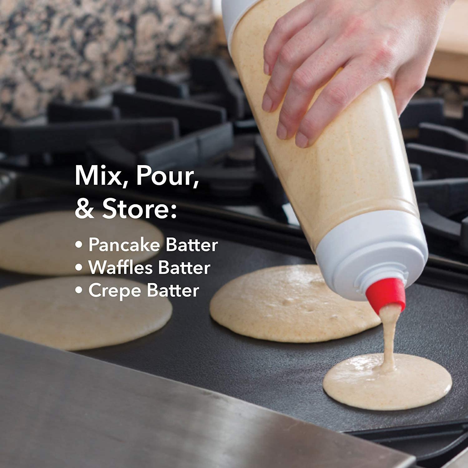 Soft bottle body and silicone tip for batter control