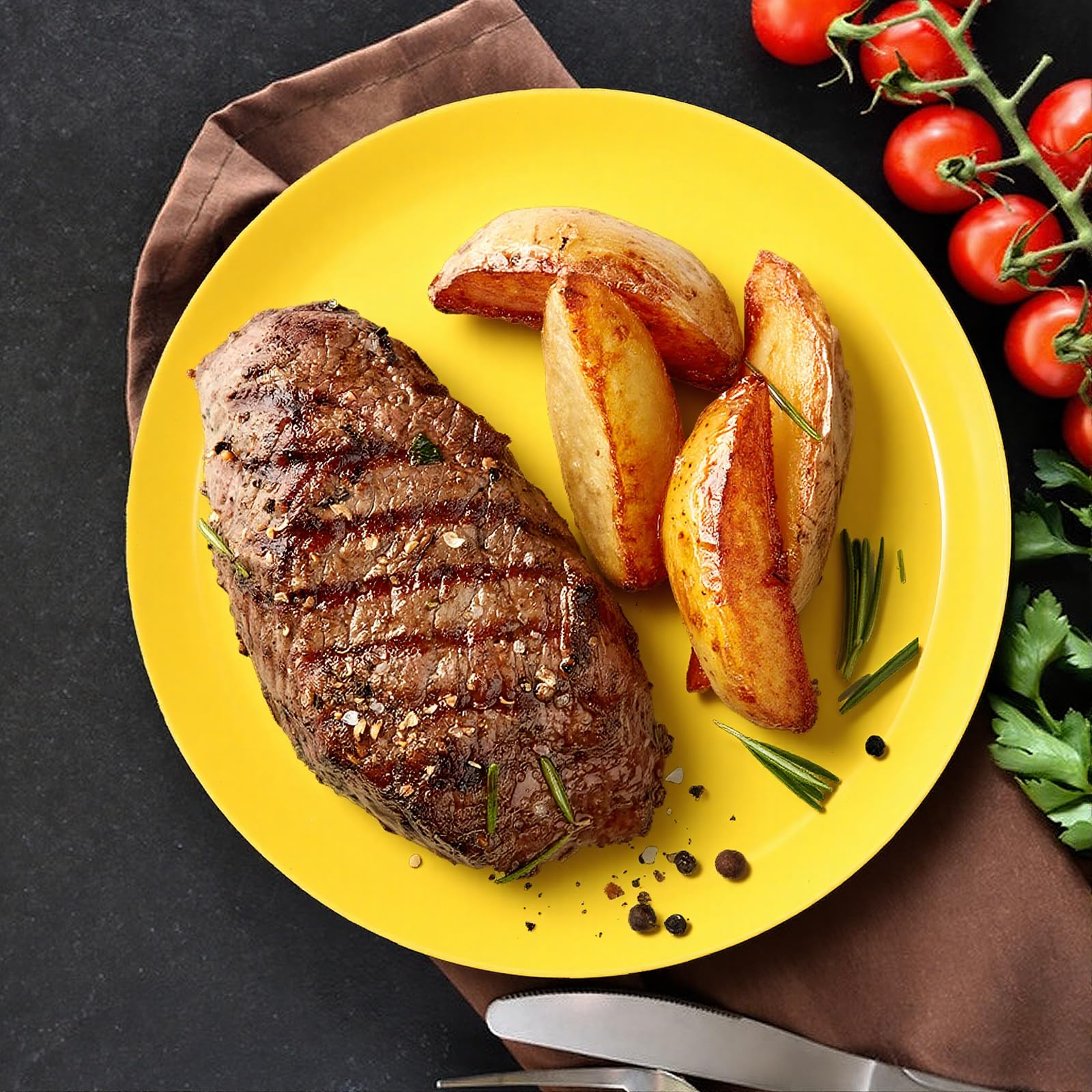 Six color plastic plates set for family meals