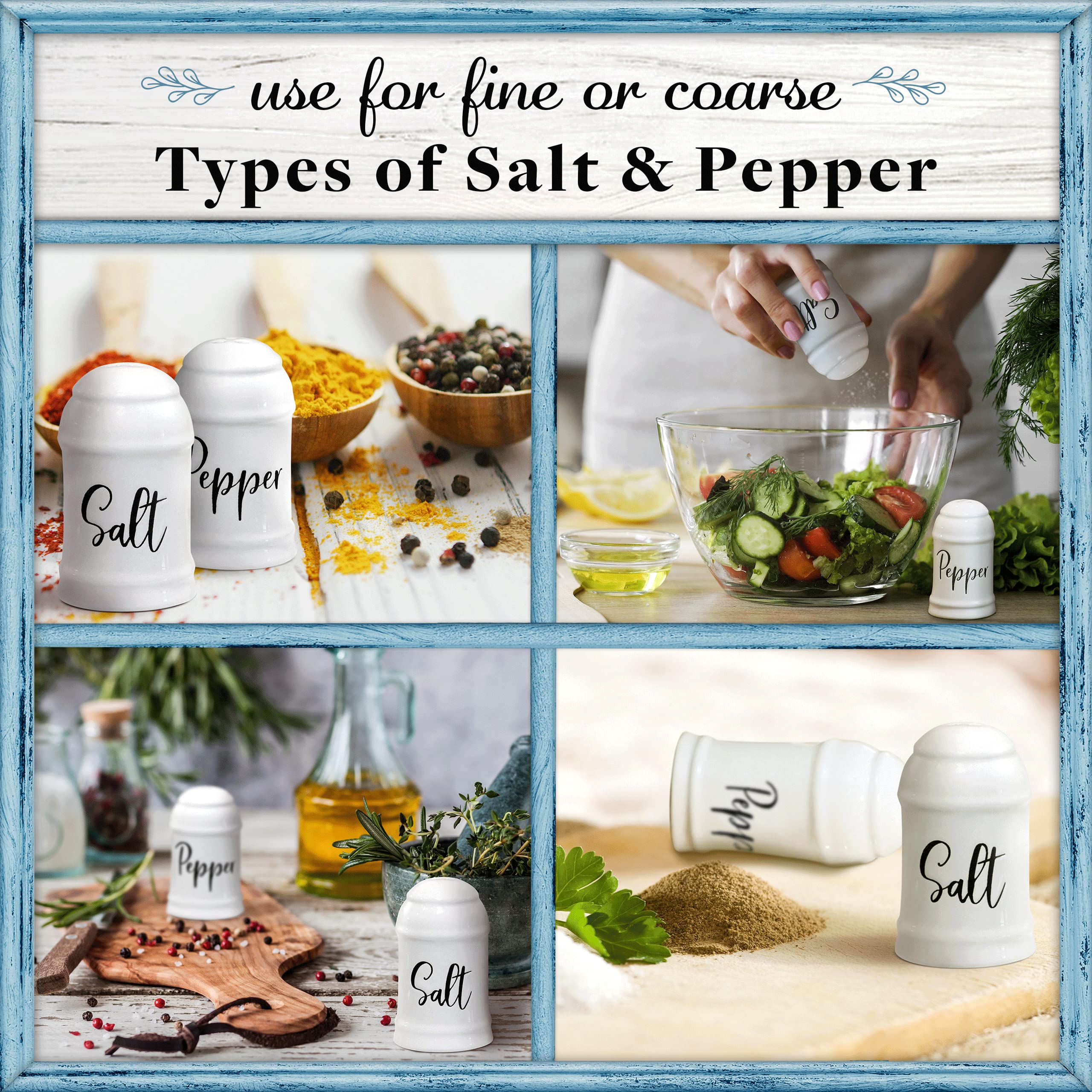 Dishwasher safe salt pepper shakers rustic farmhouse decor