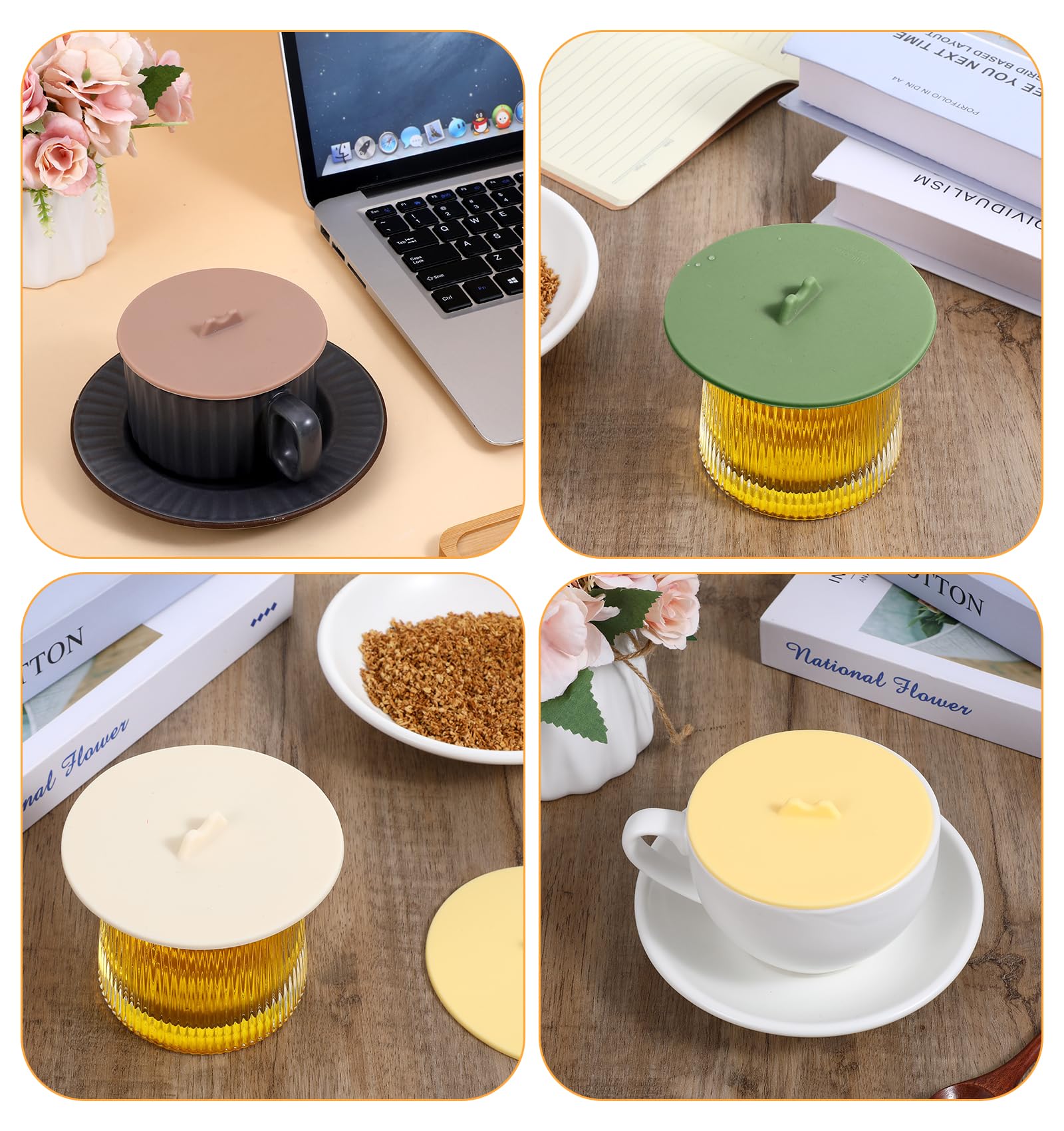 Dishwasher safe silicone cup lids for mugs and glasses
