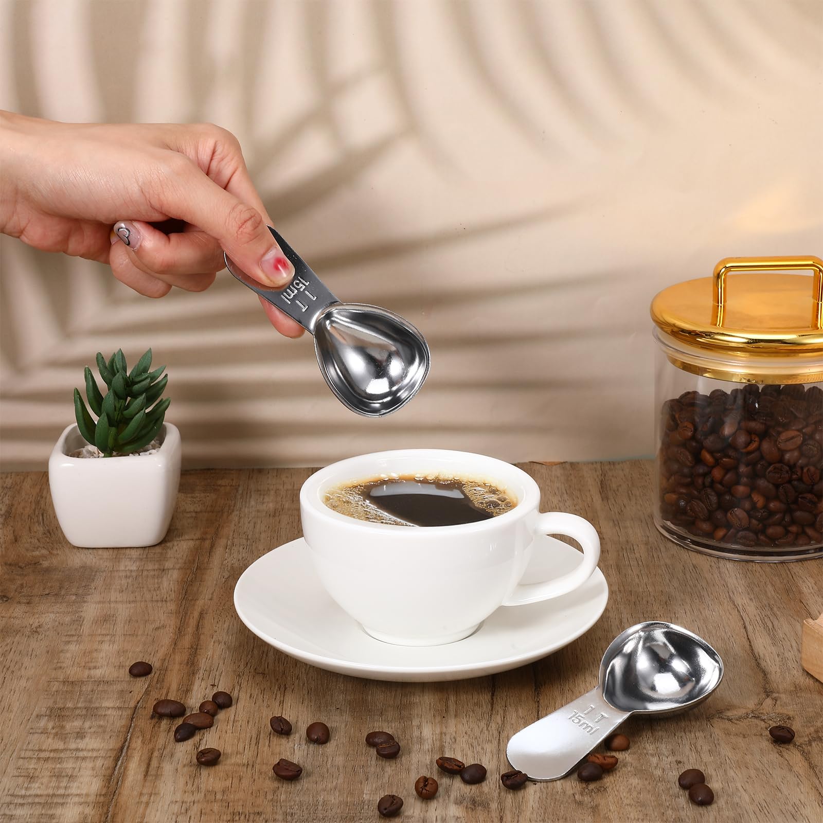 3.9 inch length spoon fits into coffee canisters
